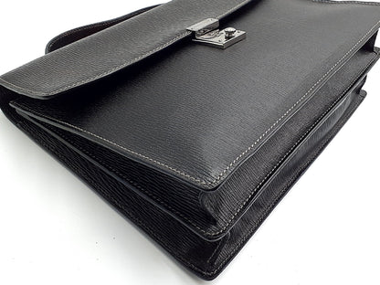 Salvatore Ferragamo Leather Black Silver Hardware Business Bag