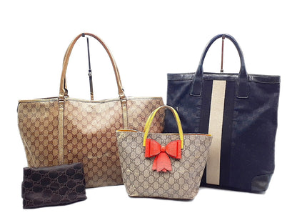 GUCCI 3-Piece Set GG Crystal GG Supreme GG Canvas Leather Bag Tote Bag