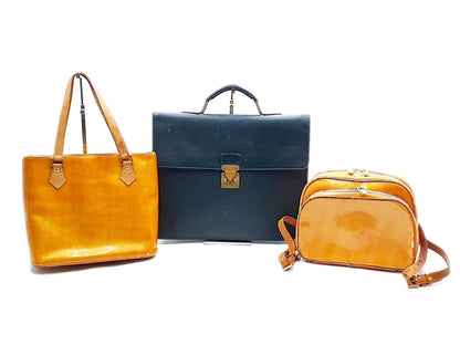 LOUIS VUITTON 3-Piece Set Verni Houston Murray Taiga Business Bag Handbag