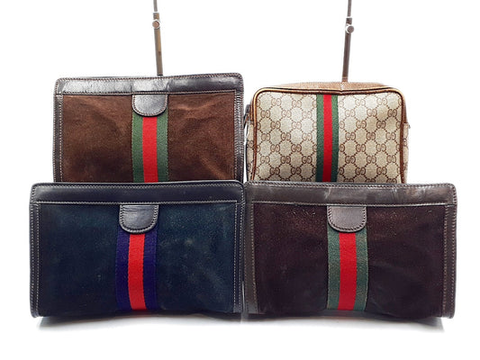 GUCCI 4-Piece Set GG Supreme Sherry Line Leather Second Bag Second Bag