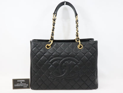 CHANEL CHANEL GST Caviar Skin Chain Tote Bag Black 18th Gold Fittings A50995 Tote Bag