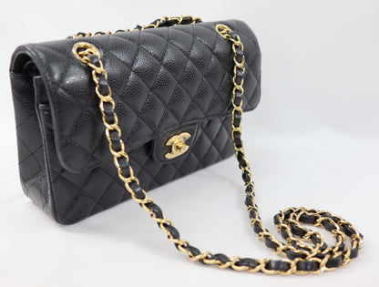 CHANEL CHANEL Matlasse 23 Small Caviar Skin Double Flap ID Tip Random Plate Gold Fittings A01113 Shoulder Bag