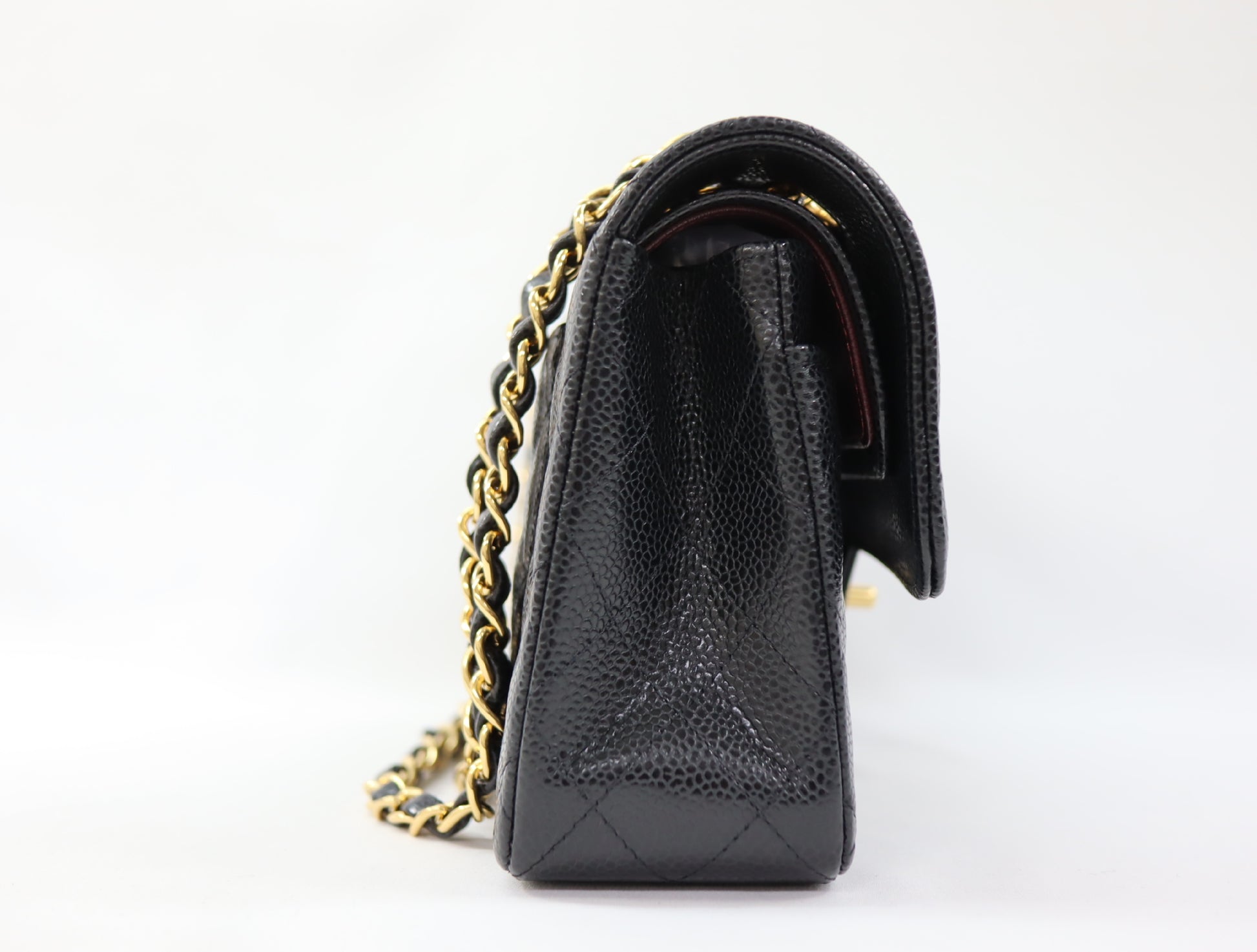 CHANEL CHANEL Matlasse 23 Small Caviar Skin Double Flap ID Tip Random Plate Gold Fittings A01113 Shoulder Bag