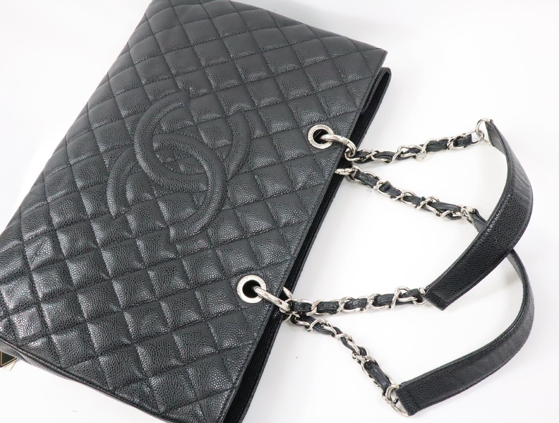 CHANEL CHANEL GST XL Caviar Skin Chain Tote Bag Black 16th Silver Hardware A66865 Shoulder Bag