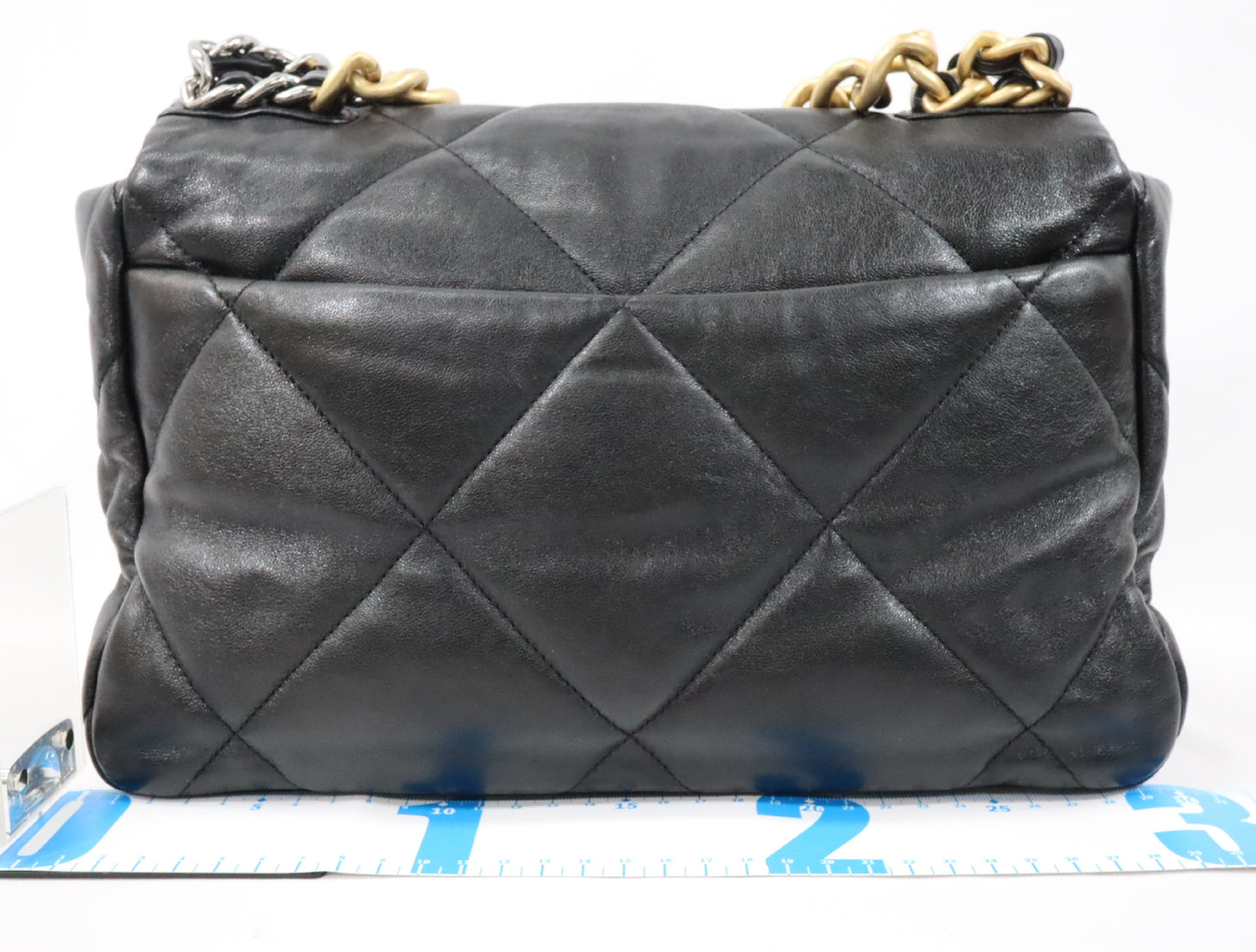 CHANEL CHANEL 19 Maxi Lambskin Chain Shoulder Bag Black Gold x Silver Fittings 29th Series AS1162 Shoulder Bag