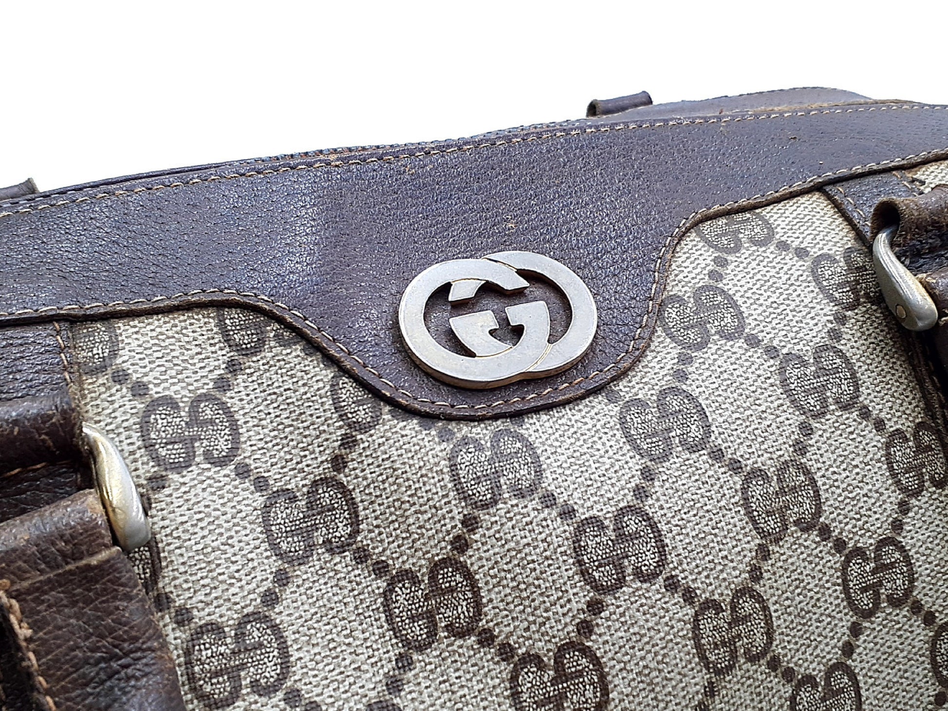 GUCCI 3-Piece Set GG Supreme Sherry Line Gold Hardware Vintage Handbag Shoulder Bag