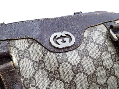 GUCCI 3-Piece Set GG Supreme Sherry Line Gold Hardware Vintage Handbag Shoulder Bag