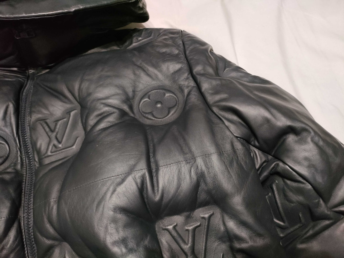 LOUIS VUITTON Vuitton Monogram Leather Down Jacket Jacket