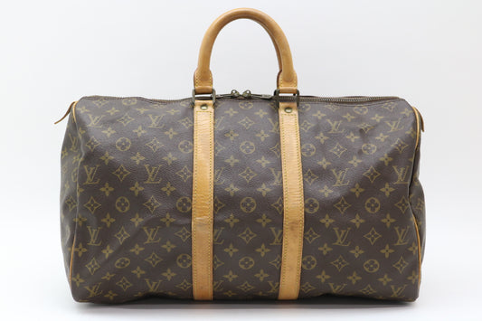 LOUIS VUITTON Monogram Keepall 45 Boston Bag