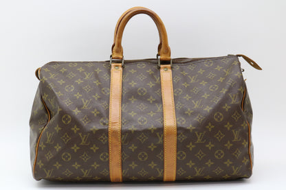 LOUIS VUITTON Monogram Keepall 45 Boston Bag