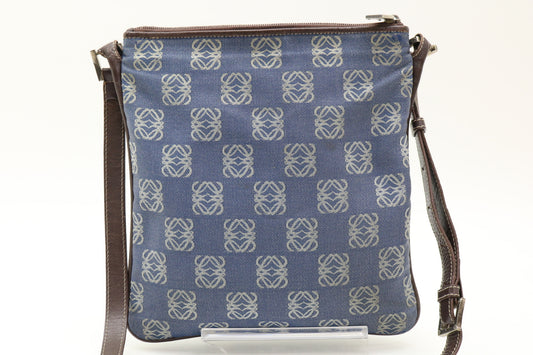 LOEWE Anagram Denim Sacoche Shoulder Bag