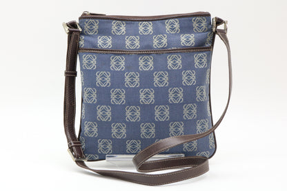 LOEWE Anagram Denim Sacoche Shoulder Bag