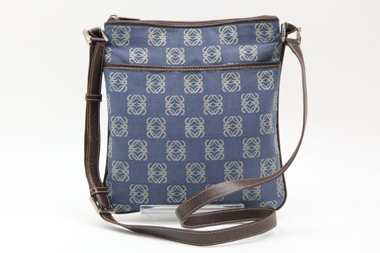 LOEWE Anagram Denim Sacoche Shoulder Bag