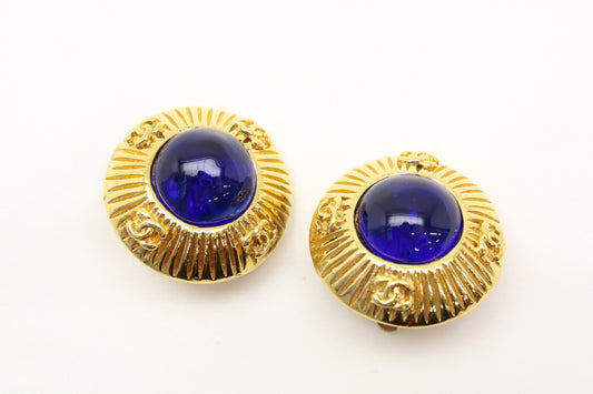 CHANEL Coco Mark Color Stone 93P Earrings