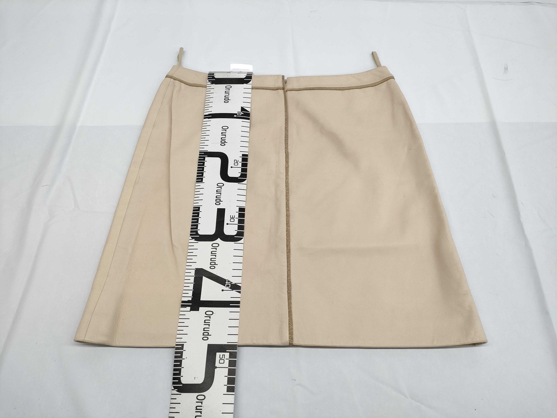 CHANEL CHANEL Leather Skirt Beige Skirt