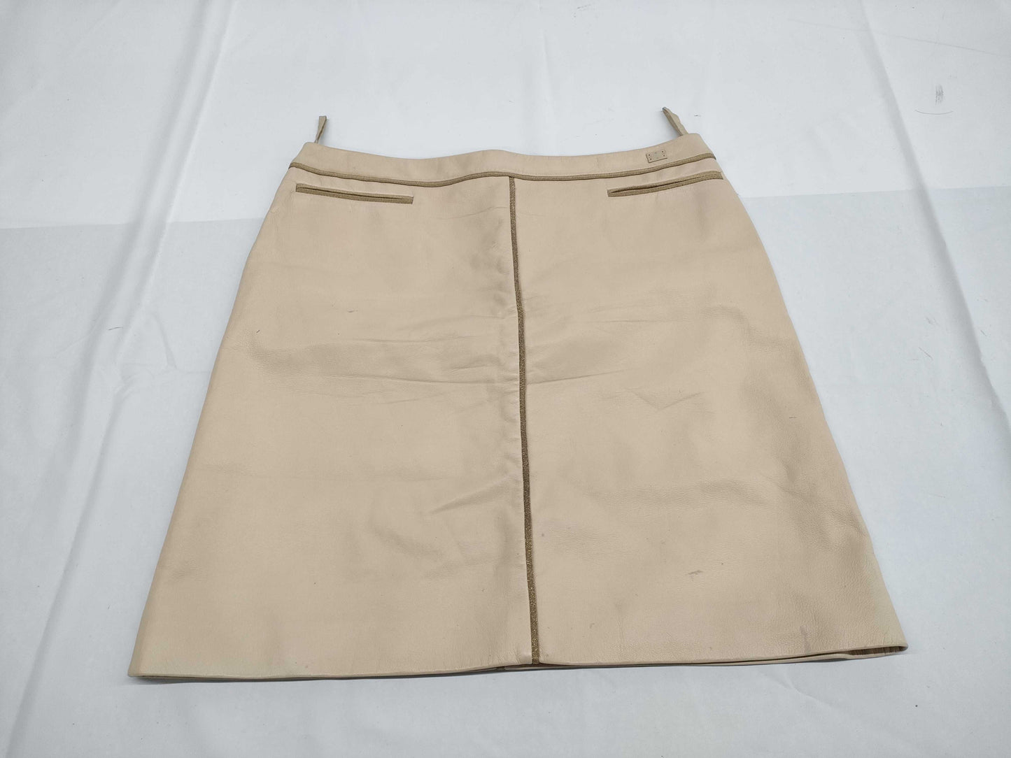 CHANEL CHANEL Leather Skirt Beige Skirt
