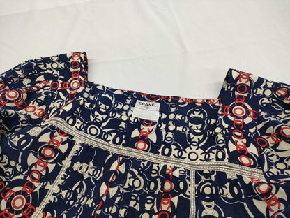 CHANEL CHANEL Blouse Logo Print Navy Tops
