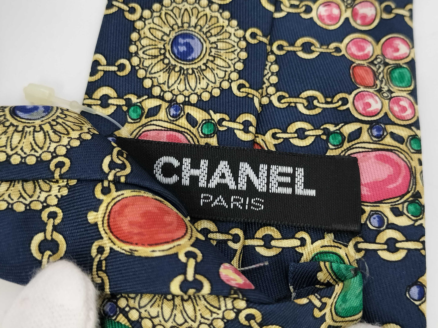 CHANEL CHANEL Tie Chain Print Navy Other Accessories