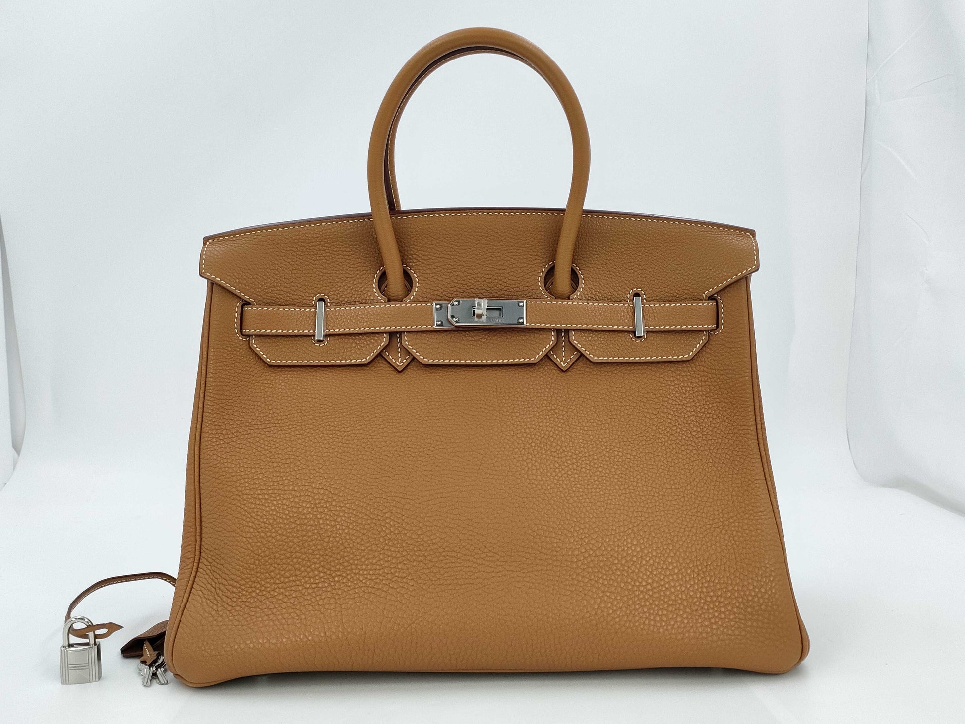 HERMES Birkin 35 Togo Gold Silver Fittings Handbag