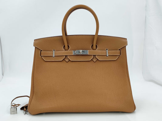 HERMES Birkin 35 Togo Gold Silver Fittings Handbag