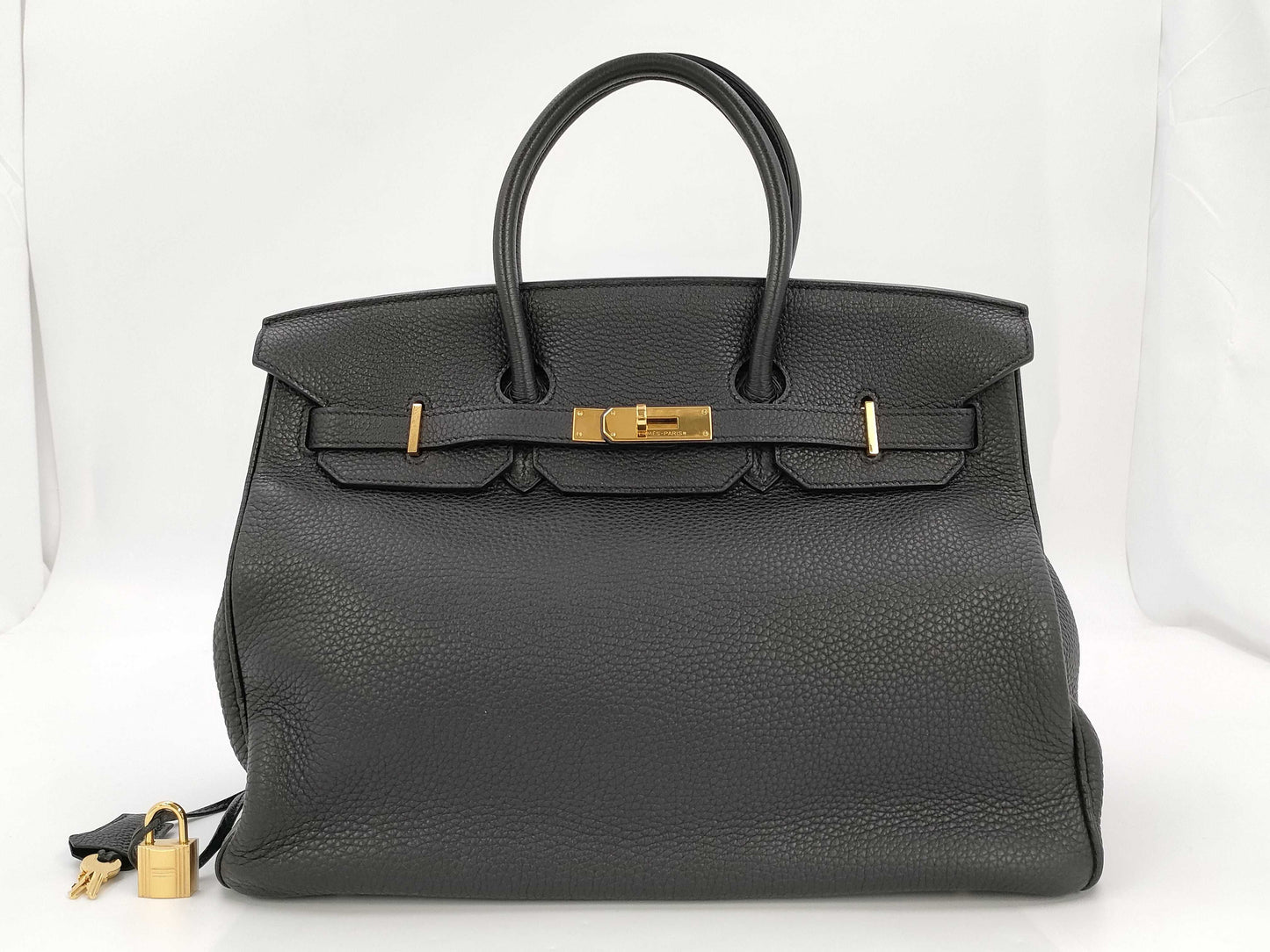 HERMES Birkin 35 Togo Black Gold Fittings Handbag