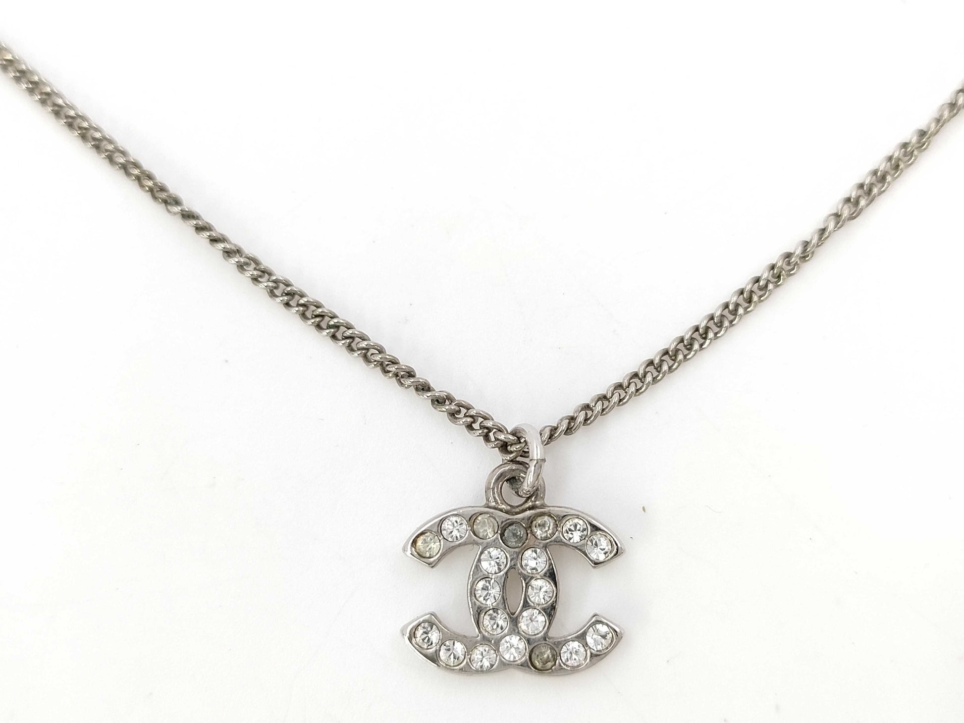 CHANEL CHANEL 10V Necklace Coco Mark Rhinestone Necklace