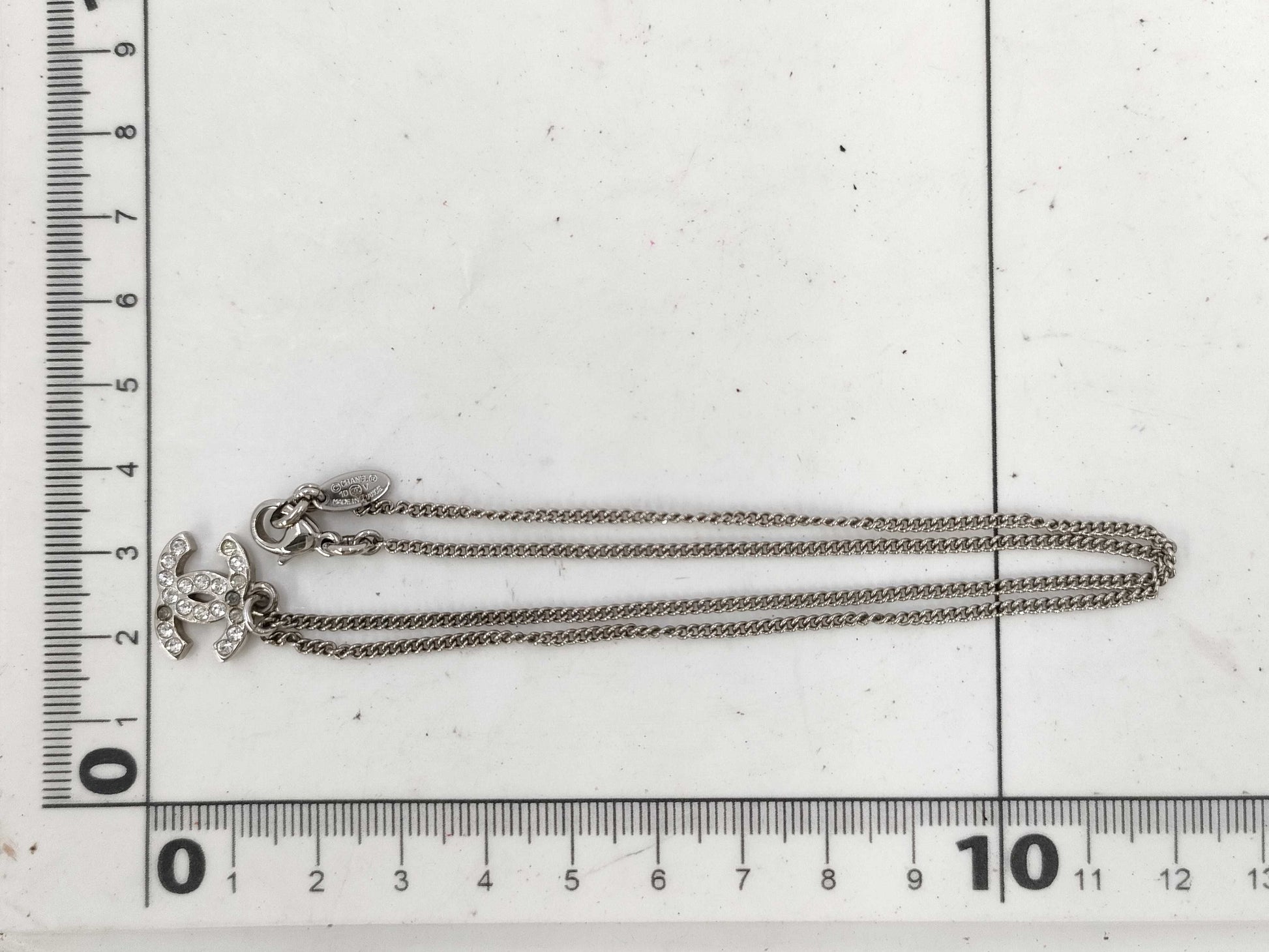 CHANEL CHANEL 10V Necklace Coco Mark Rhinestone Necklace