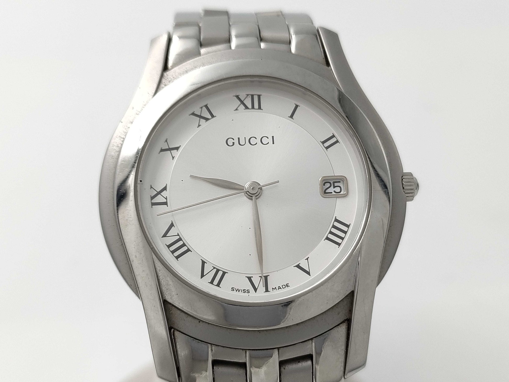 GUCCI 5500M 0193379 Silver Dial Quartz Current Boys Watch