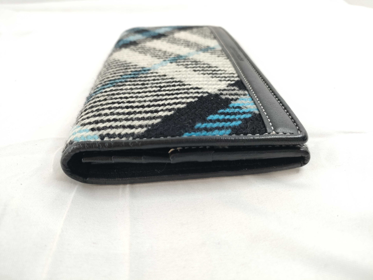 BURBERRY Check Wool Leather Long Wallet Wallet