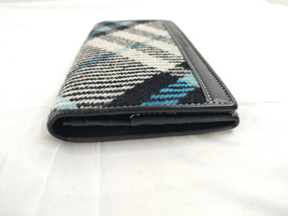 BURBERRY Check Wool Leather Long Wallet Wallet