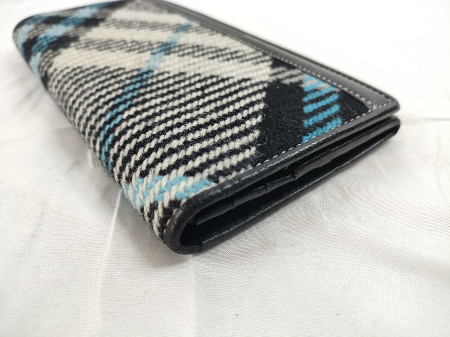 BURBERRY Check Wool Leather Long Wallet Wallet