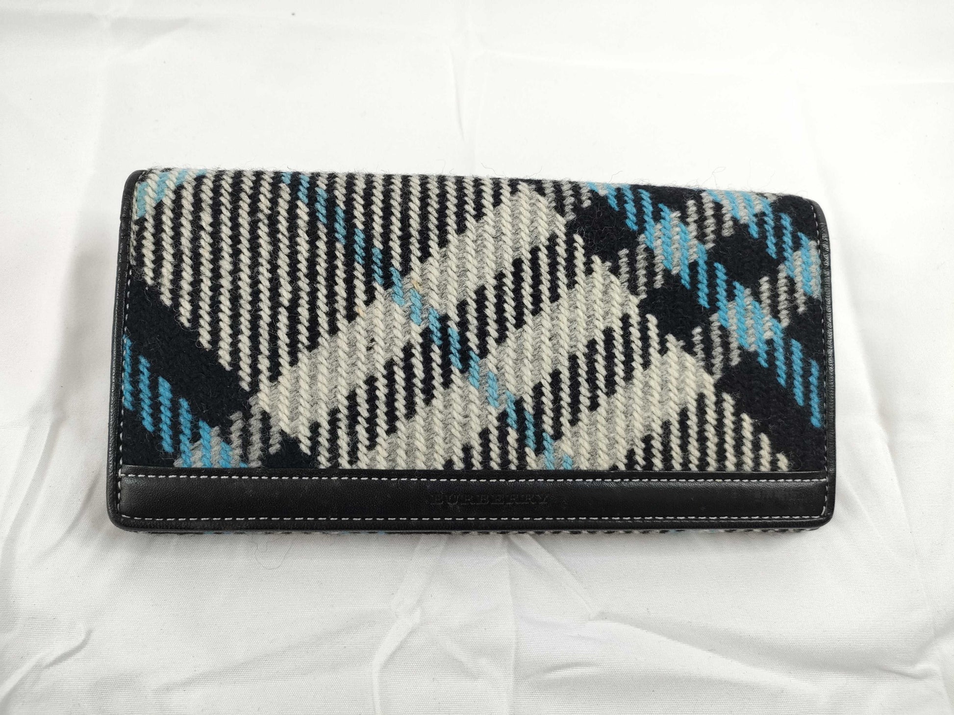 BURBERRY Check Wool Leather Long Wallet Wallet