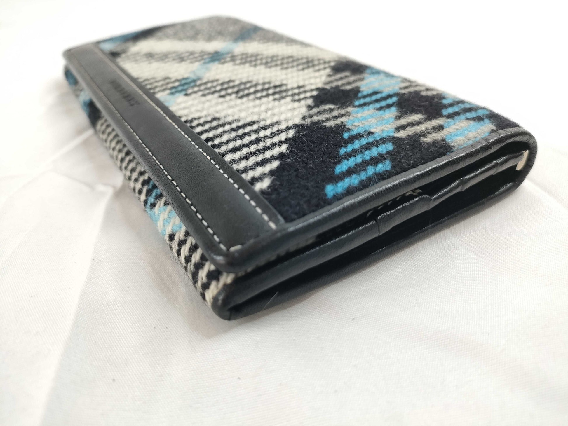 BURBERRY Check Wool Leather Long Wallet Wallet