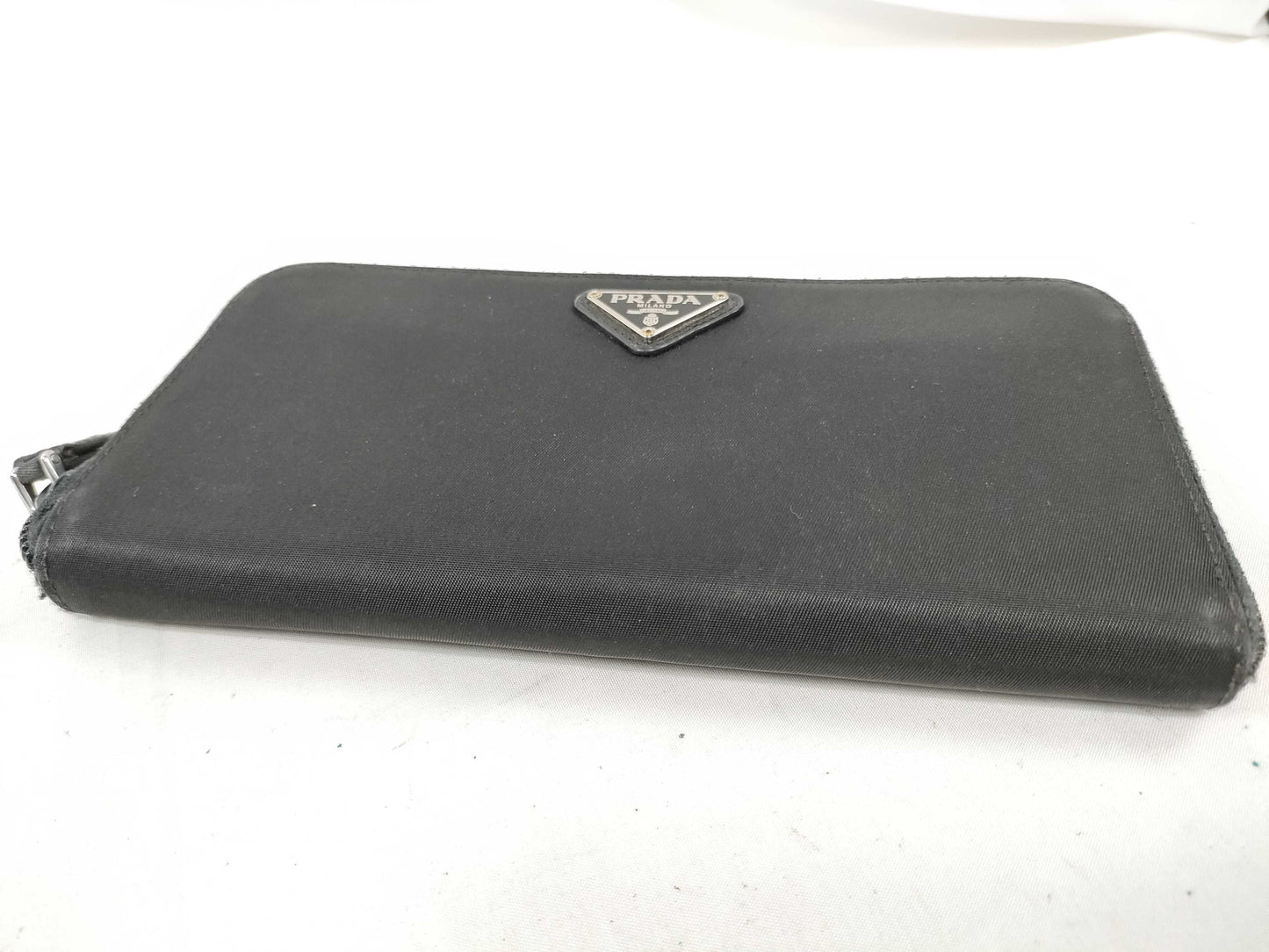 PRADA Nylon Tesuto NERO Round Zipper Long Wallet Wallet