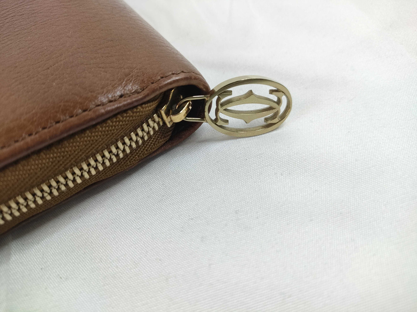 Cartier Cartier Leather Round Zipper Perforated Long Wallet Wallet