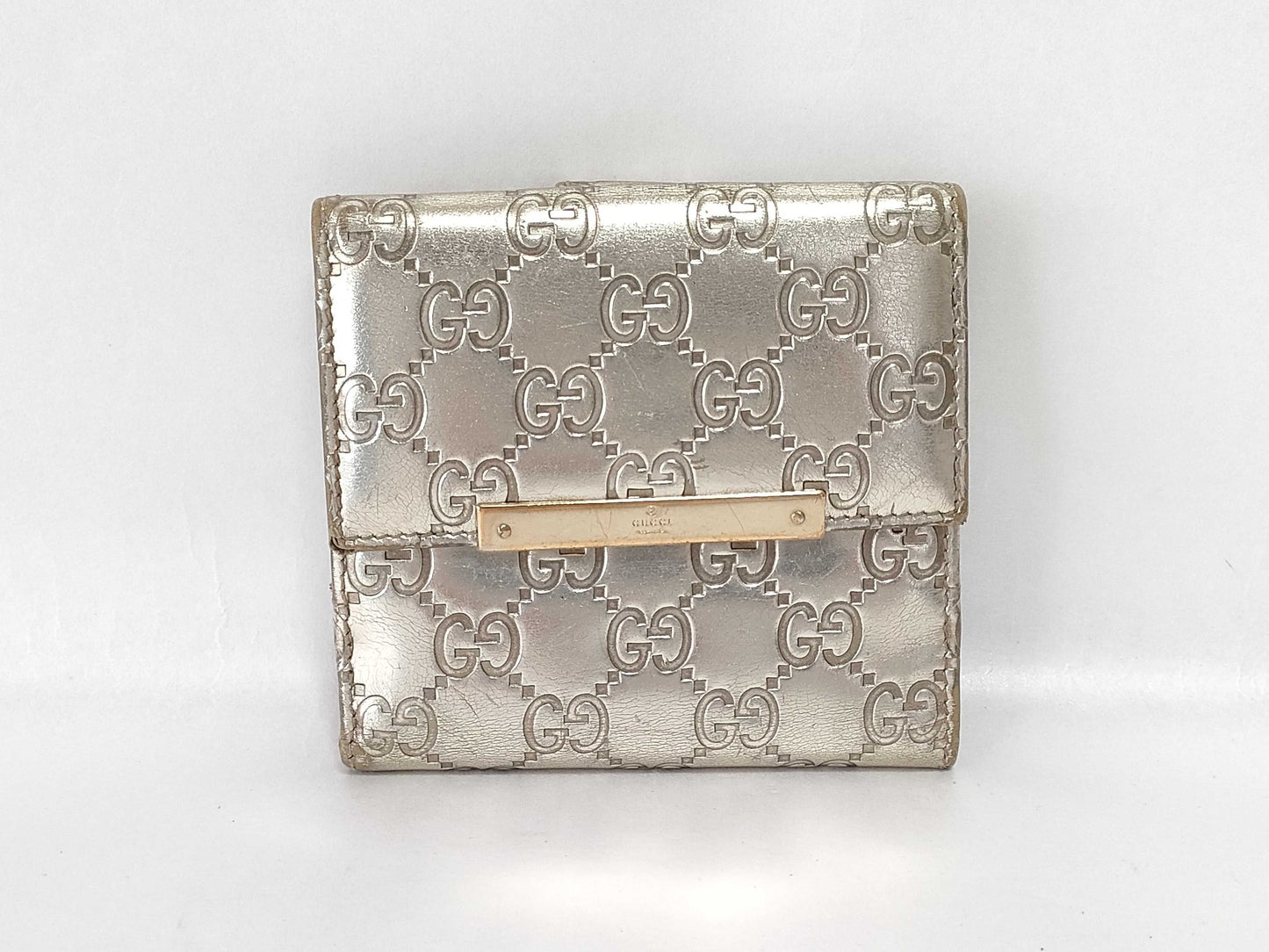 GUCCI Gucci Sima Gucci Sima GG Silver Folding Wallet Wallet