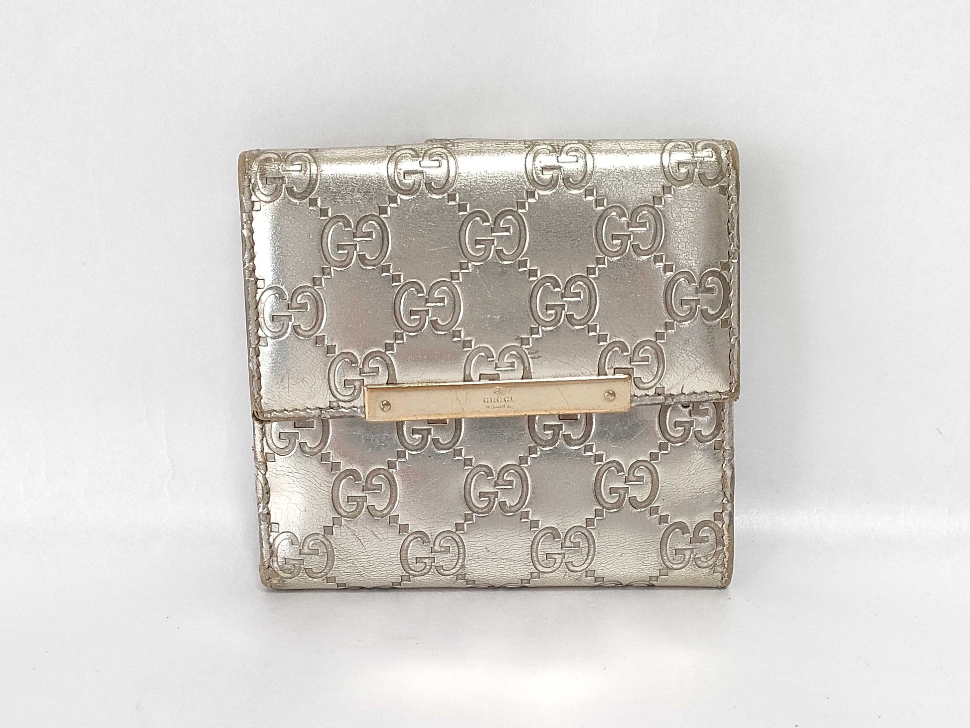 GUCCI Gucci Sima Gucci Sima GG Silver Folding Wallet Wallet
