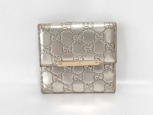 GUCCI Gucci Sima Gucci Sima GG Silver Folding Wallet Wallet