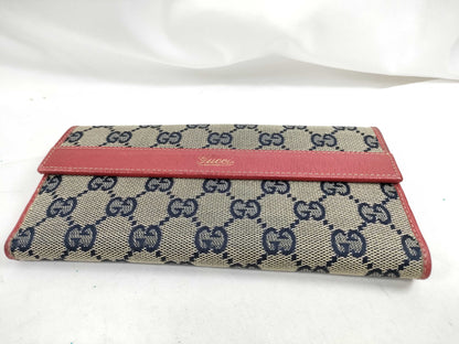GUCCI Gucci GG Canvas Leather Long Wallet Wallet