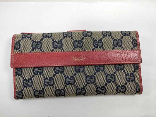 GUCCI Gucci GG Canvas Leather Long Wallet Wallet