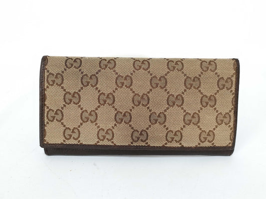 GUCCI GG Canvas GUCCI GG Canvas Leather Long Wallet Wallet