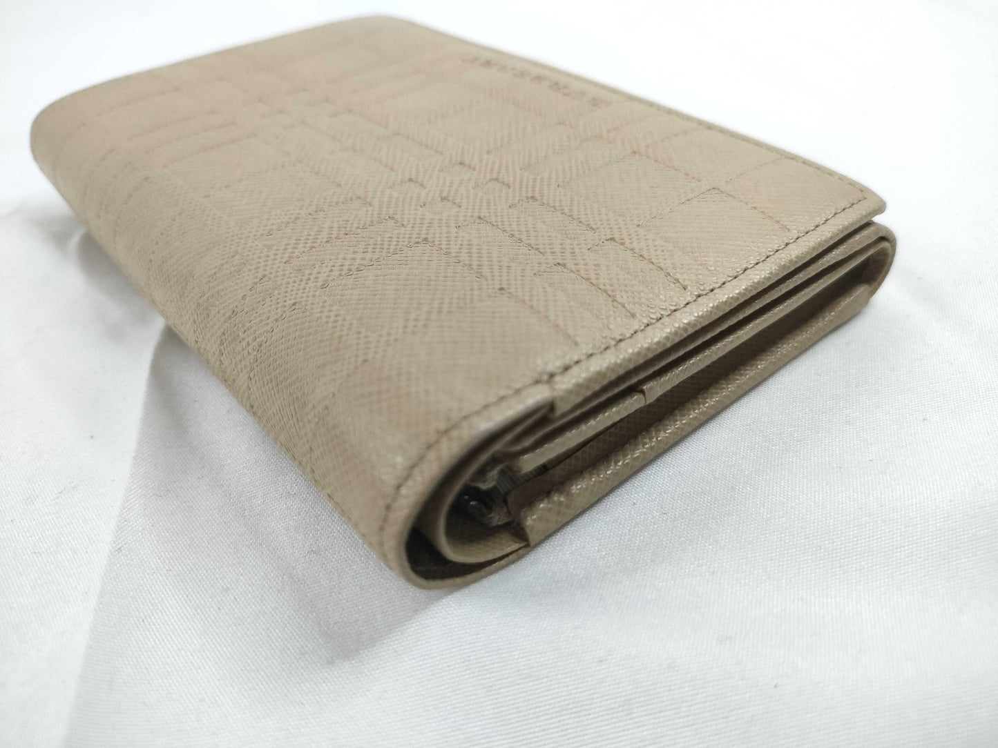 BURBERRY Leather Check Folding Wallet Wallet