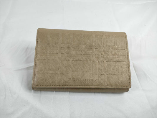 BURBERRY Leather Check Folding Wallet Wallet