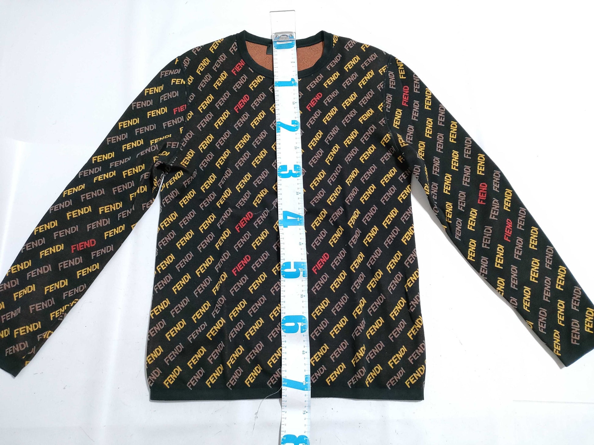 FENDI Men's Black Wool Knit Top with Current FENDI Tag and Logo