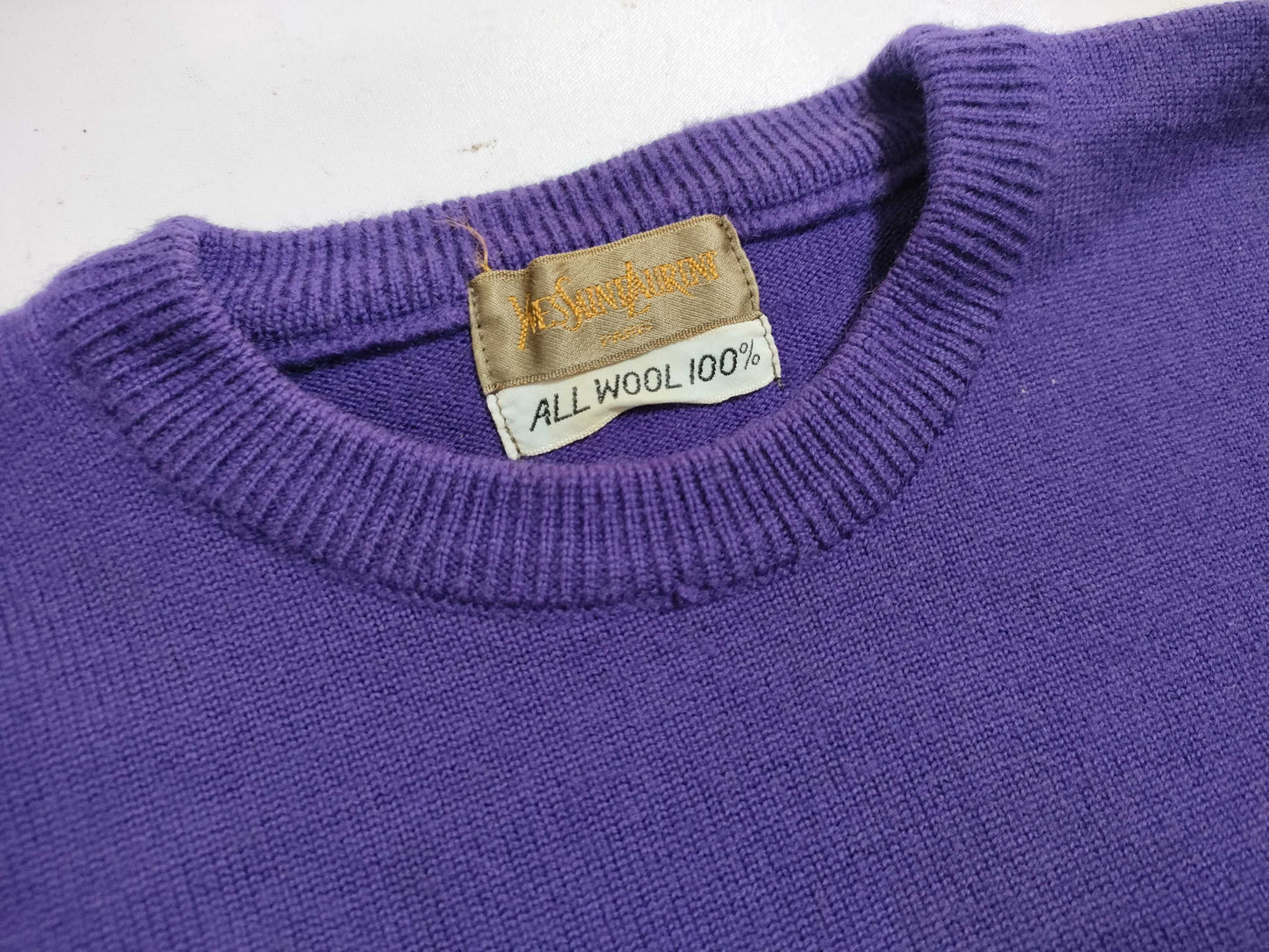 Yves Saint Laurent YSL logo embroidered knit top