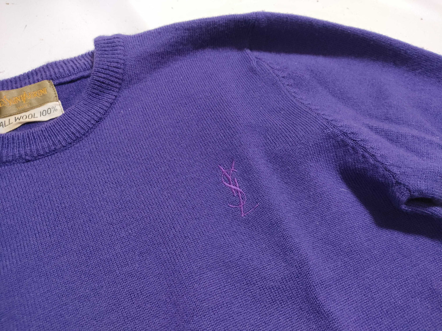 Yves Saint Laurent YSL logo embroidered knit top