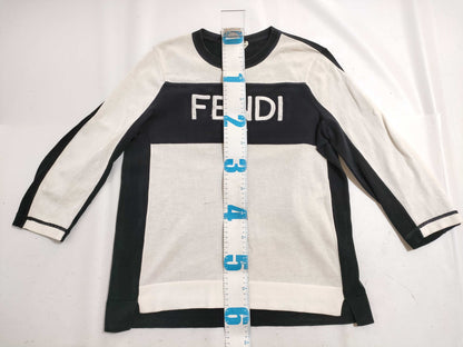 FENDI FENDI Current Tag Logo Knit Black Top