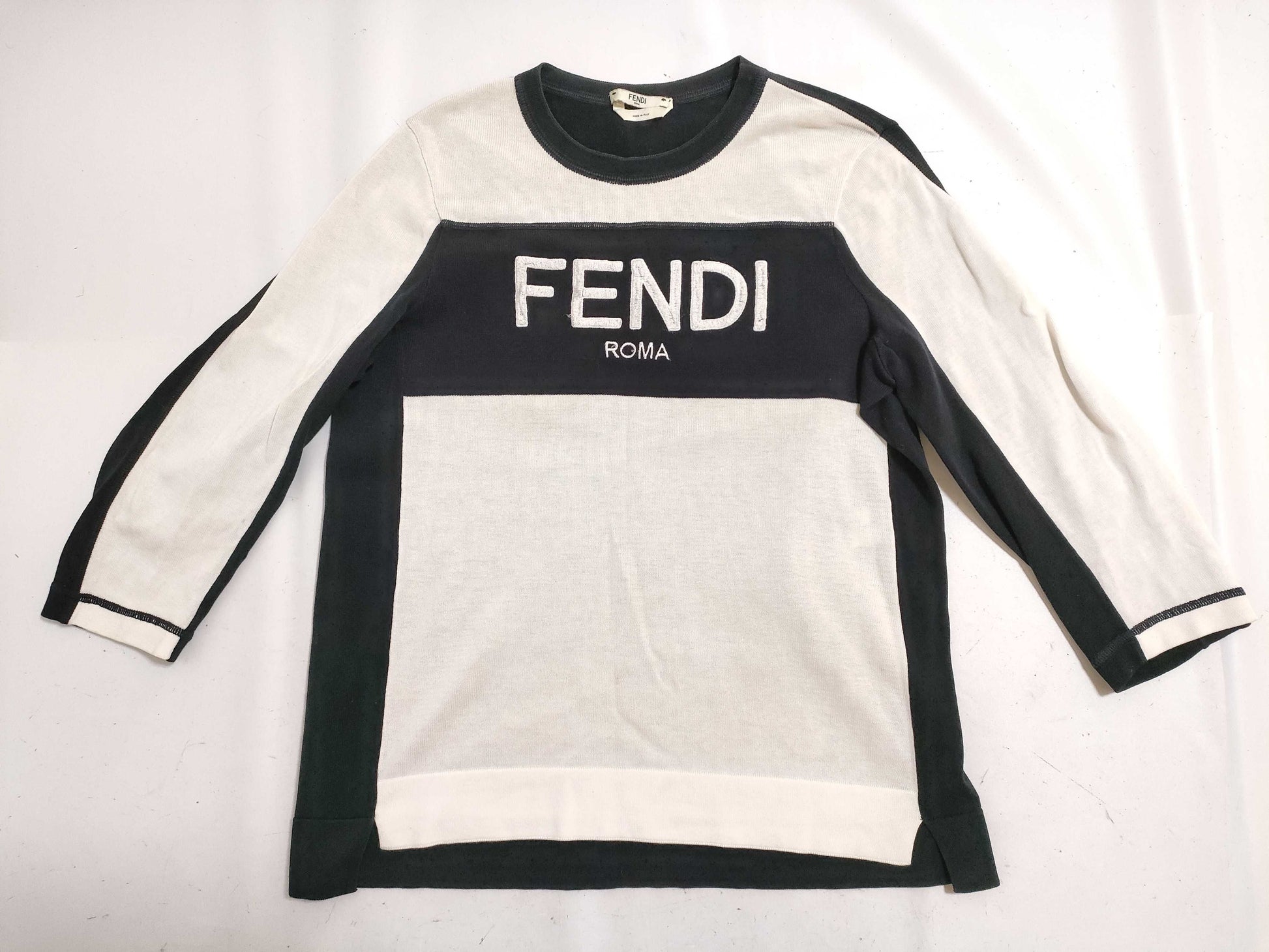 FENDI FENDI Current Tag Logo Knit Black Top