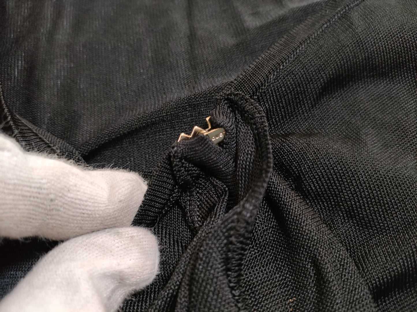 GUCCI Ruffle Knit Top in Black with Silver Hardware