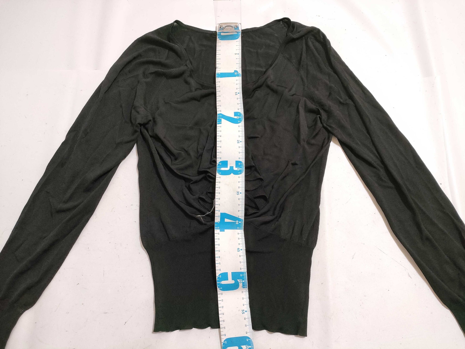 GUCCI Ruffle Knit Top in Black with Silver Hardware